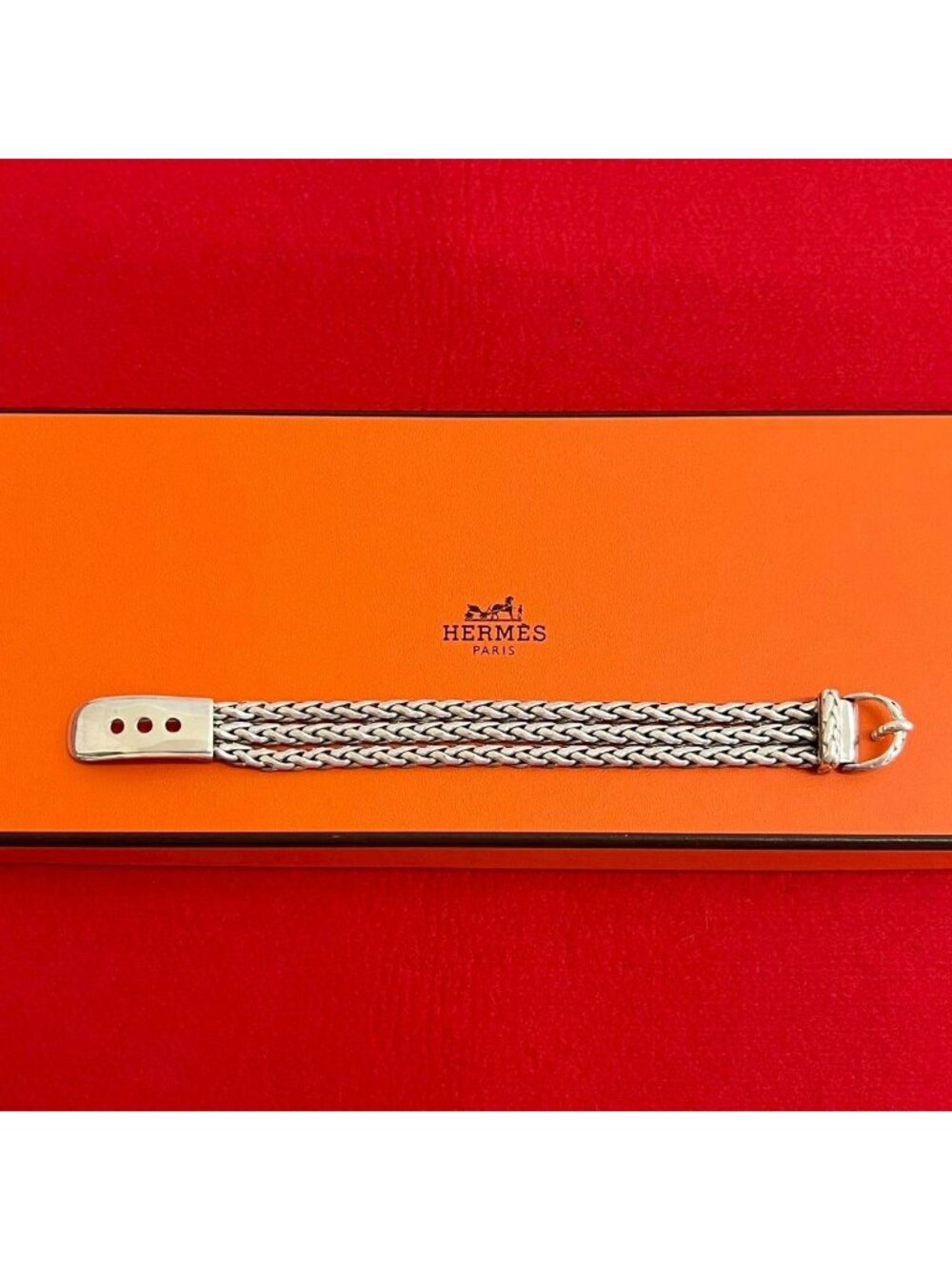 Hermes Vintage Diane 925 Sterling Silver Bracelet Bangle